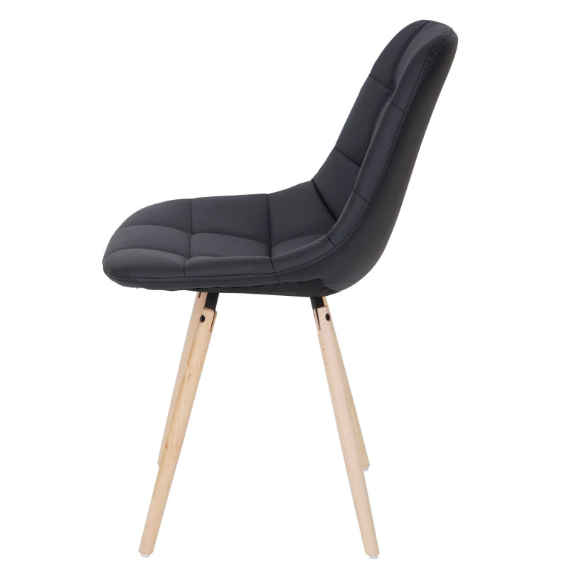 Chaise de salle à manger II, , design rétro des années 50 - similicuir noir