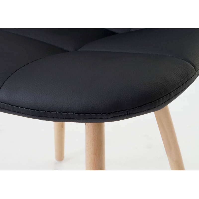 Chaise de salle à manger II, , design rétro des années 50 - similicuir noir