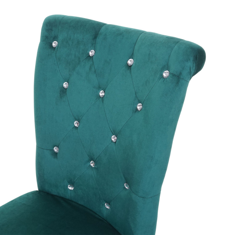 Lot de 6 chaises de salle à manger , rivets velours - vert foncé, pieds dorés