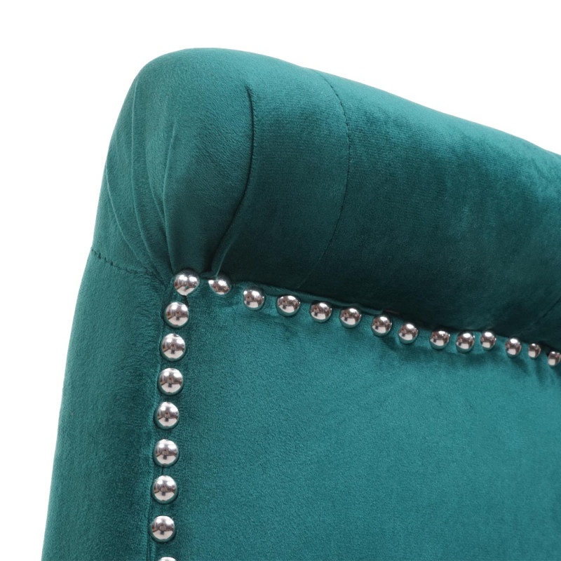 Lot de 6 chaises de salle à manger , rivets velours - vert foncé, pieds dorés