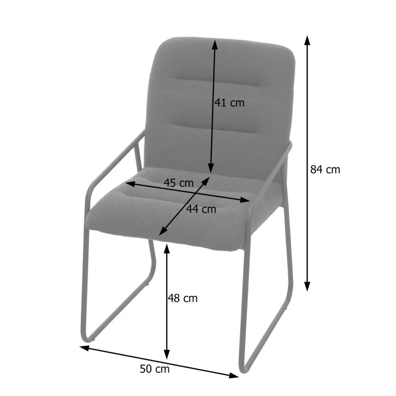 Chaise de salle à manger  chaise rembourrée, métal - similicuir gris vintage