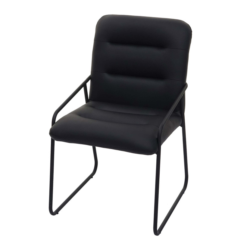 Chaise de salle à manger  chaise rembourrée, métal - similicuir noir