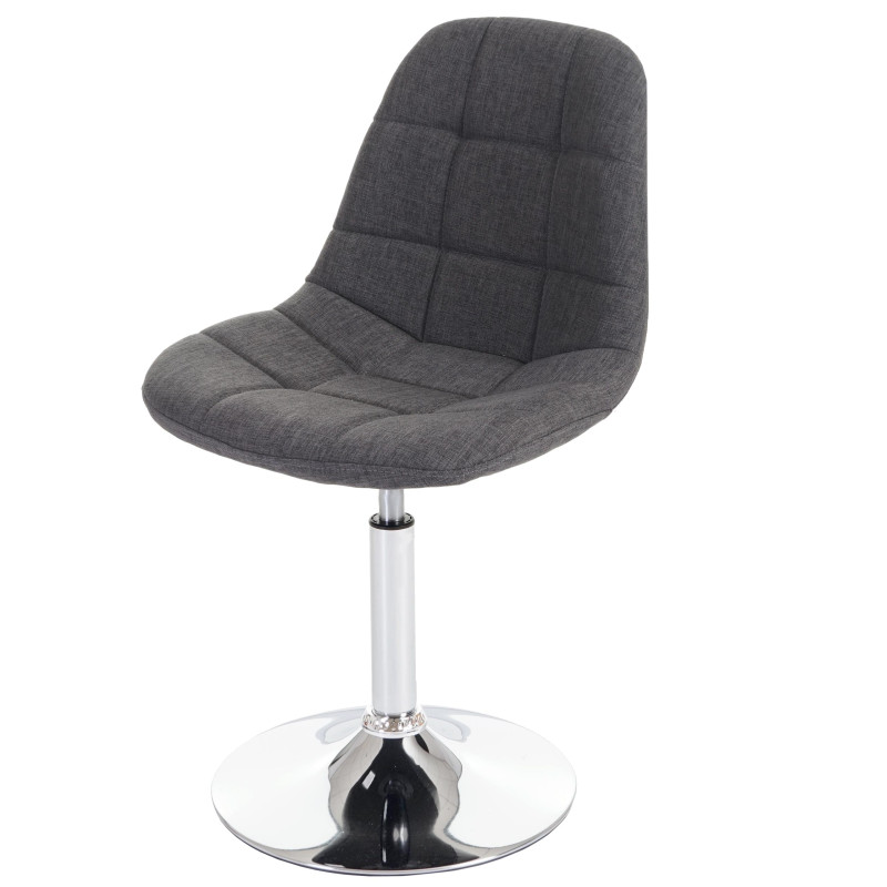 Chaise de salle à manger chaise pivotante, design rétro - tissu/textile gris clair, pied chromé