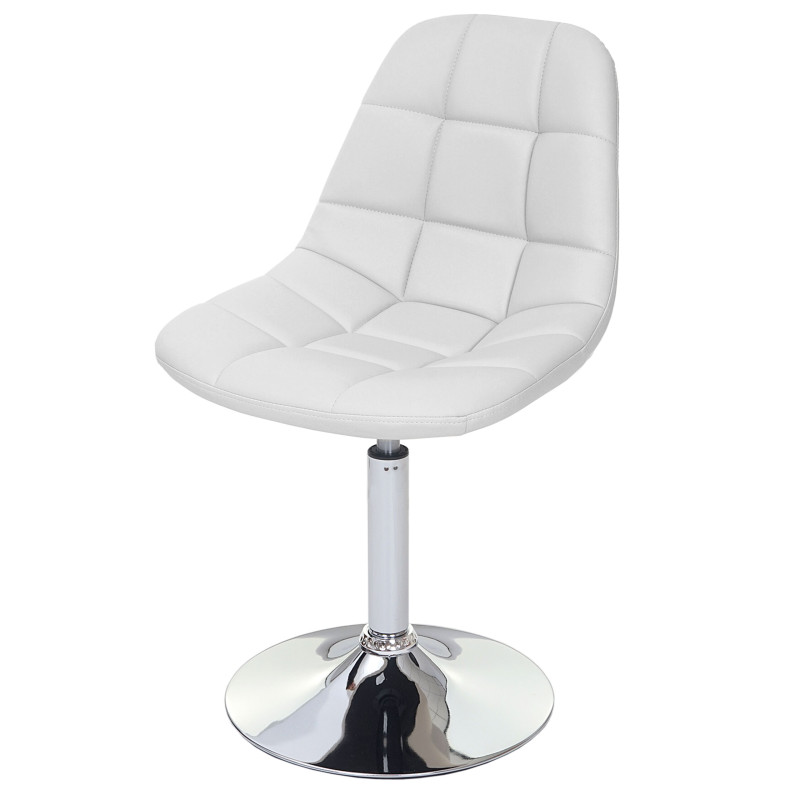 Chaise de salle à manger chaise pivotante, design rétro - similicuir blanc, pied chromé