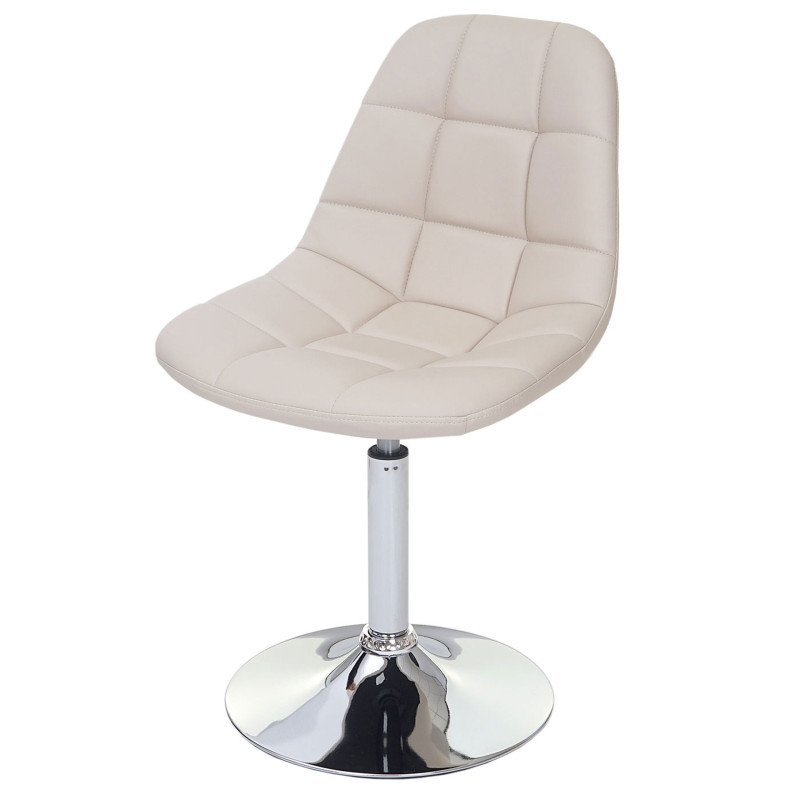 Chaise de salle à manger chaise pivotante, design rétro - similicuir créme, pied chromé