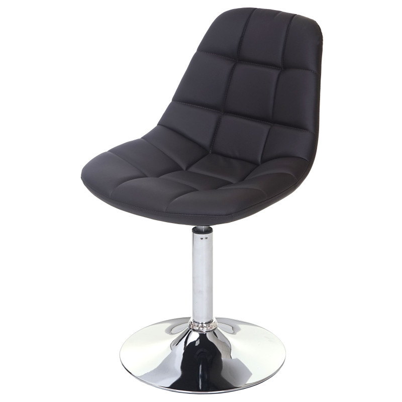 Chaise de salle à manger chaise pivotante, design rétro - similicuir marron, pied chromé