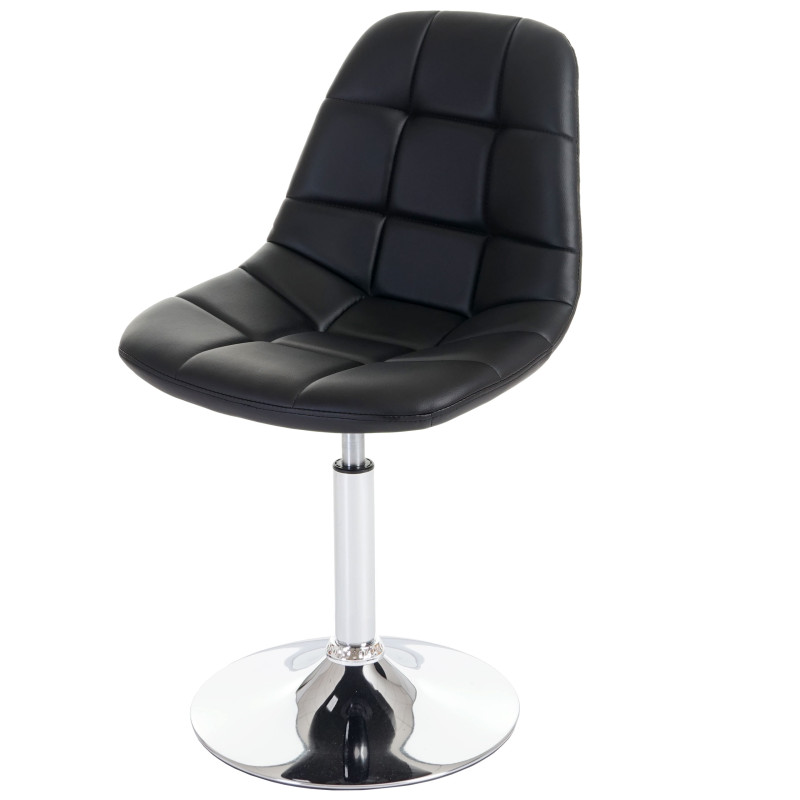 Chaise de salle à manger chaise pivotante, design rétro - similicuir noir, pied chromé
