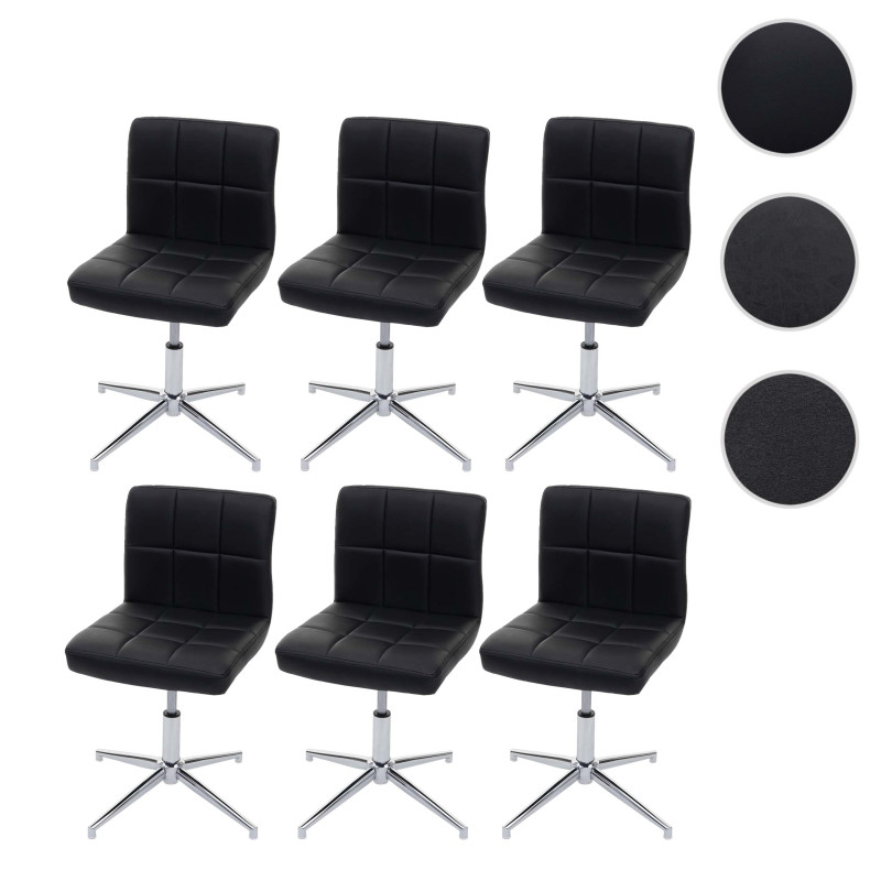 Lot de 6 chaises de salle à manger Kavala II, , hauteur réglable mécanisme rotatif - similicuir gris foncé, pied noir