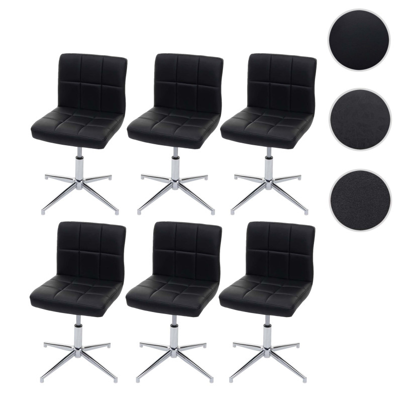 Lot de 6 chaises de salle à manger Kavala II, , hauteur réglable mécanisme rotatif - tissu/textile gris foncé, pied noir