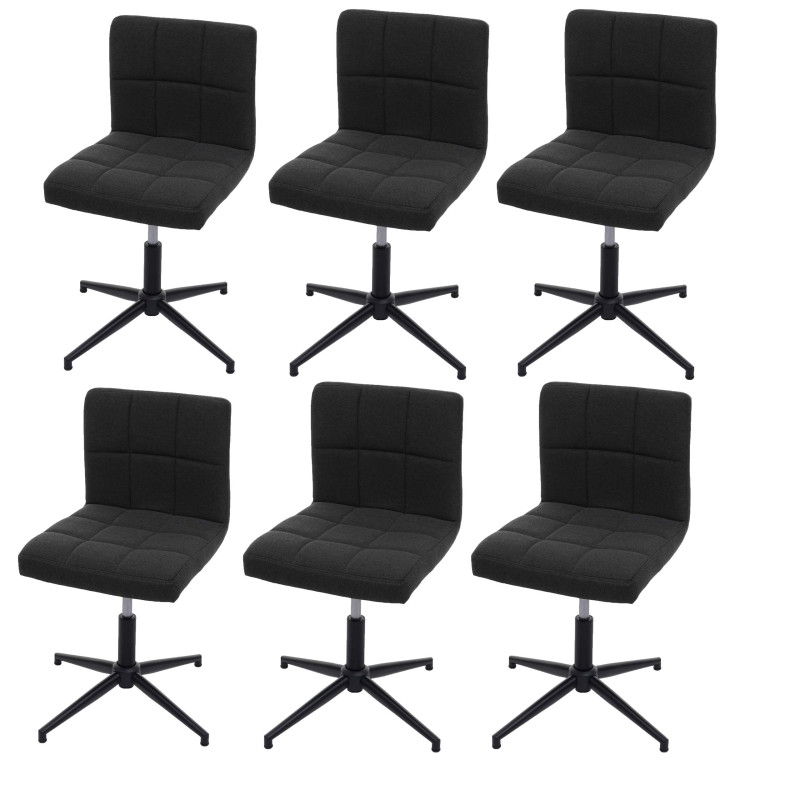 Lot de 6 chaises de salle à manger Kavala II, , hauteur réglable mécanisme rotatif - tissu/textile gris foncé, pied noir