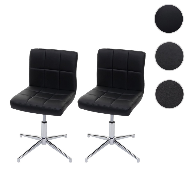 2x chaise de salle à manger Kavala II,  - tissu/textile gris foncé, pied noir