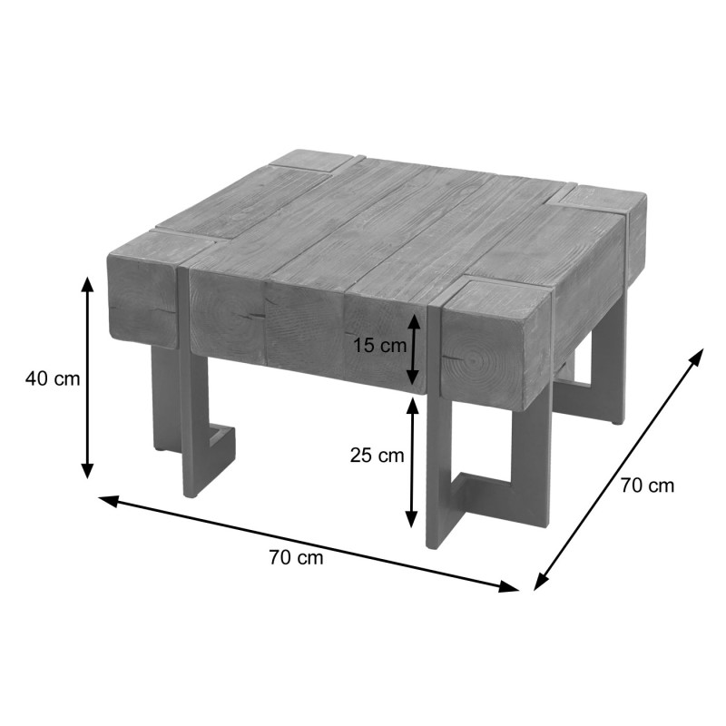 Table basse table de salon, bois de sapin rustique massif - brun 70x70cm