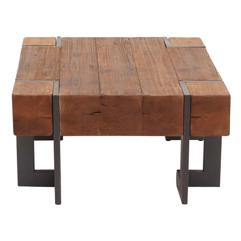 Table basse table de salon, bois de sapin rustique massif - brun 70x70cm