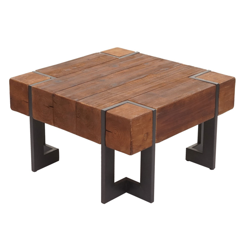 Table basse table de salon, bois de sapin rustique massif - brun 70x70cm