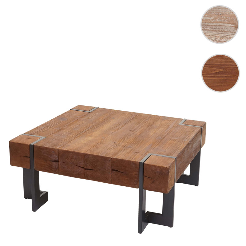 Table basse table de salon, bois de sapin rustique massif - brun 60x60cm