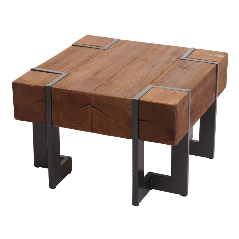 Table basse table de salon, bois de sapin rustique massif - brun 60x60cm