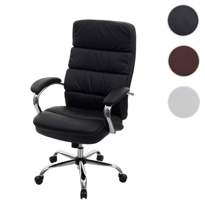 Chaise de bureau XXL chaise de bureau 220kg noyau à ressort chargeable similicuir - crème-beige