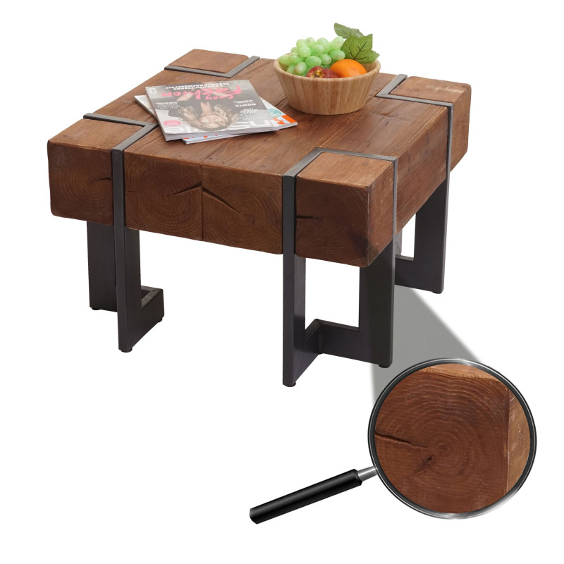 Table basse table de salon, bois de sapin rustique massif - brun 60x60cm