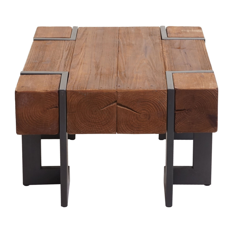 Table basse table de salon, bois de sapin rustique massif - brun 60x60cm