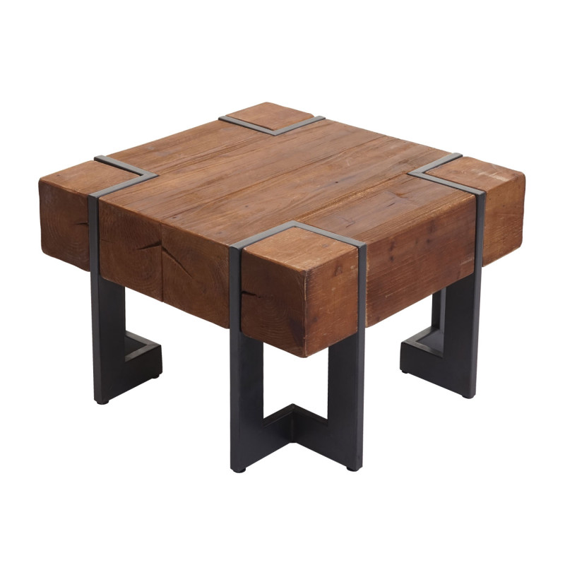 Table basse table de salon, bois de sapin rustique massif - brun 60x60cm