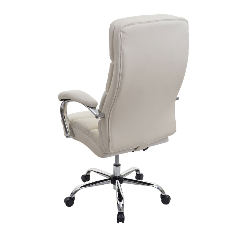 Chaise de bureau XXL chaise de bureau 220kg noyau à ressort chargeable similicuir - crème-beige