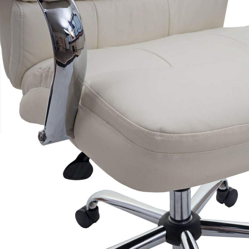 Chaise de bureau XXL chaise de bureau 220kg noyau à ressort chargeable similicuir - crème-beige