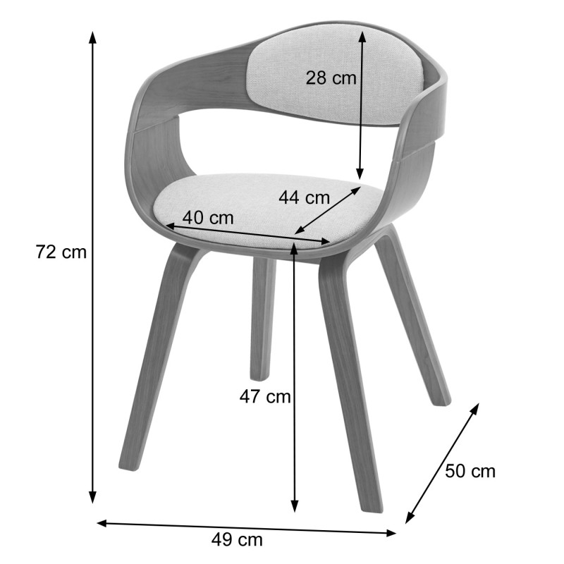 Chaise de salle à manger bois courbé rétro design aspect noyer - imitation cuir, gris mat