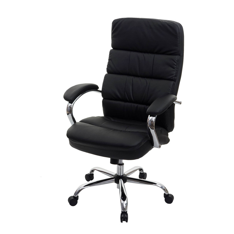 Chaise de bureau XXL chaise de bureau, 220kg noyau à ressort chargeable similicuir- noir
