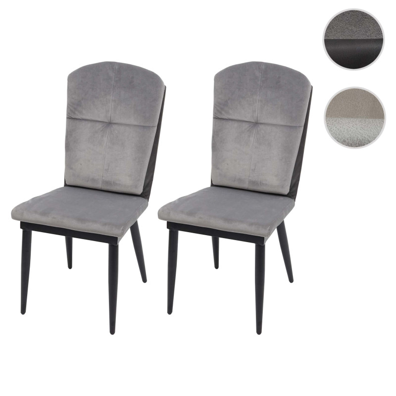 2x chaise de salle à manger  inclinable - similicuir, gris crème