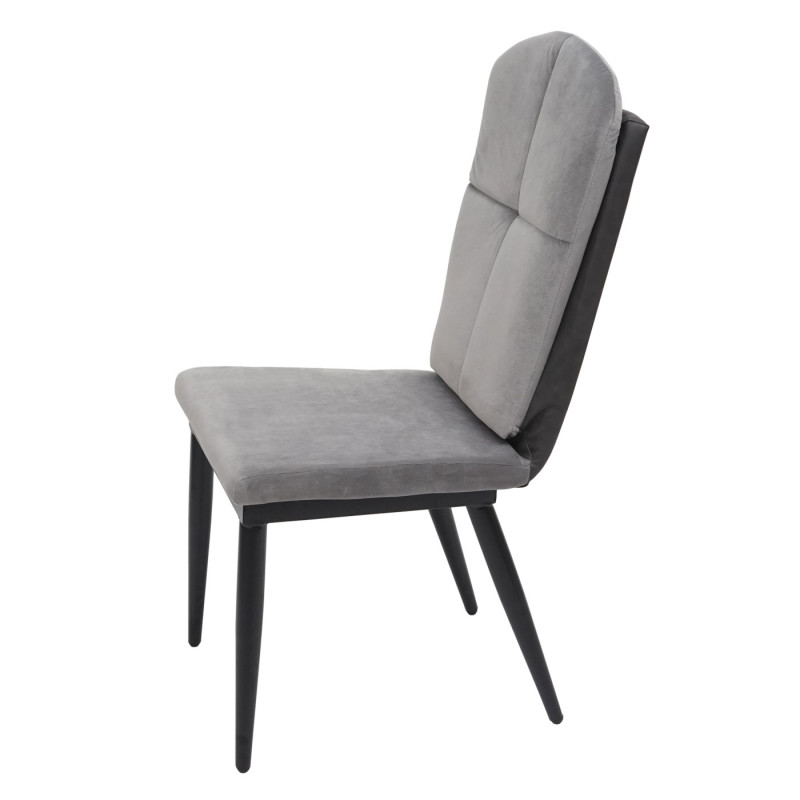 2x chaise de salle à manger - velours, gris-anthracite