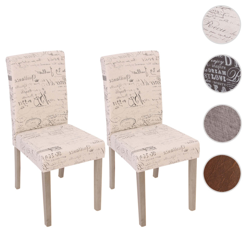 2x Chaise de salle à manger Littau,  - Textile avec écriture, Gris - Chêne