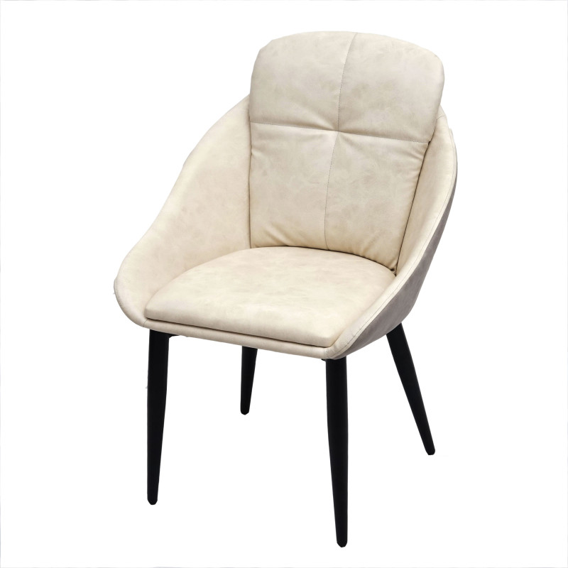 Chaise de salle Ã manger chaise avec accoudoir - simili cuir, gris crÃ¨me