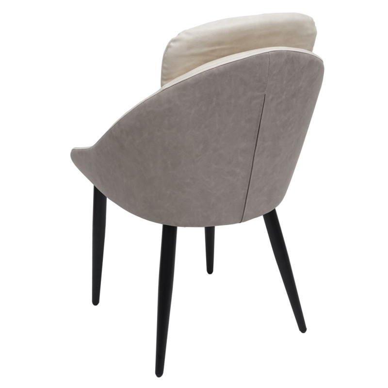 Chaise de salle Ã manger chaise avec accoudoir - simili cuir, gris crÃ¨me