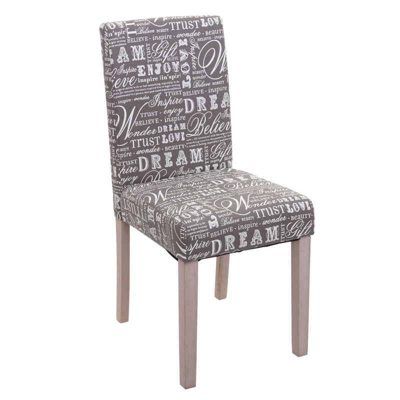 2x Chaise de salle à manger Littau,  - Textile avec écriture, Gris - Chêne