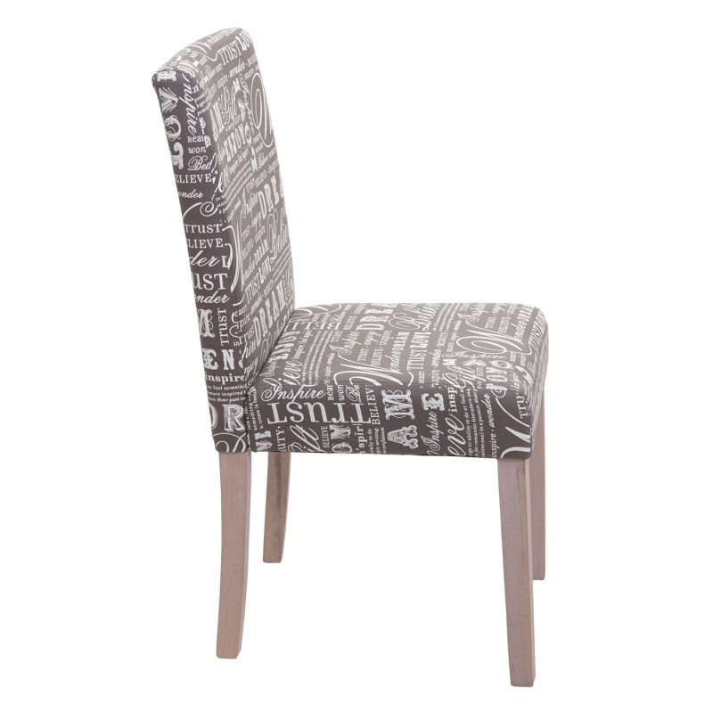 2x Chaise de salle à manger Littau,  - Textile avec écriture, Gris - Chêne