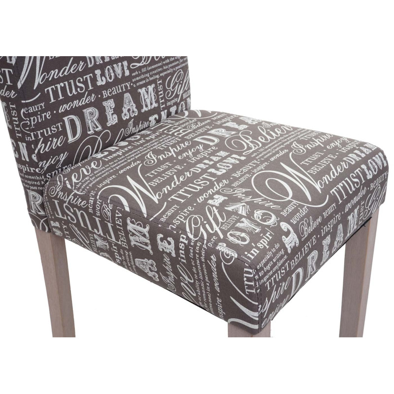 2x Chaise de salle à manger Littau,  - Textile avec écriture, Gris - Chêne