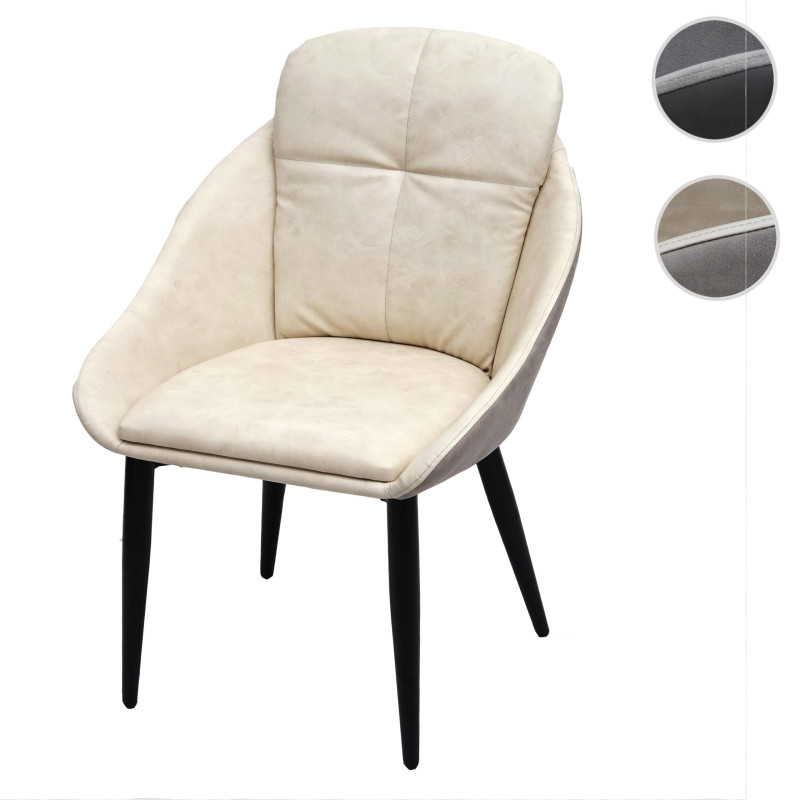 Chaise de salle Ã manger chaise avec accoudoir - simili cuir, gris crÃ¨me