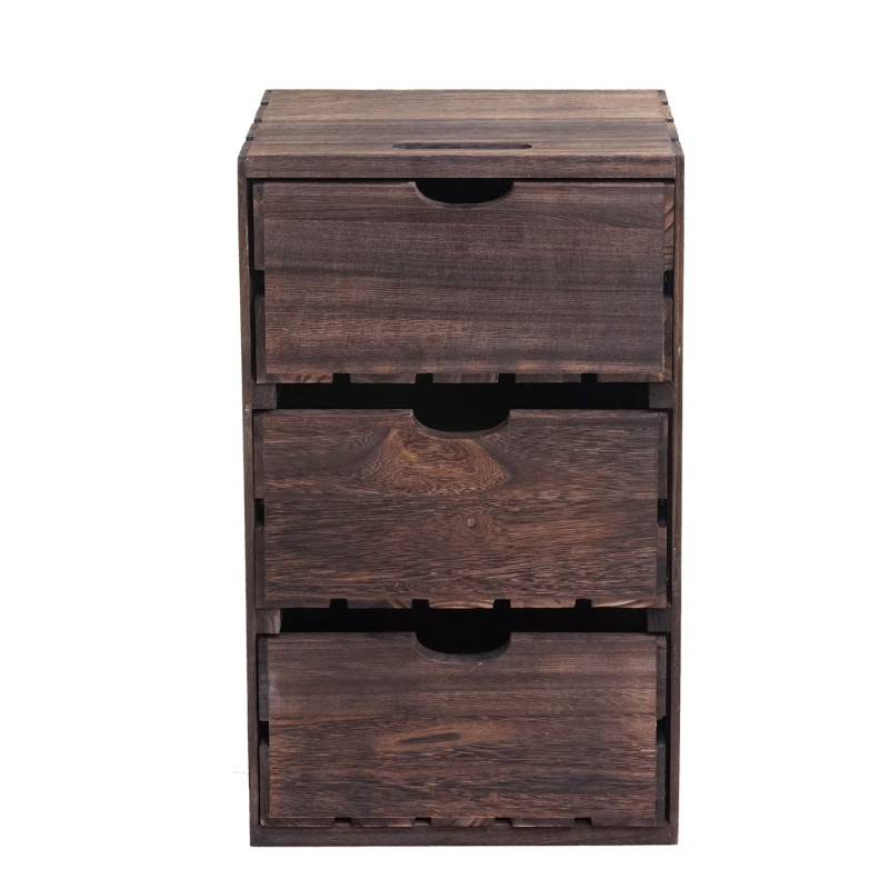 Commode commode en bois, aspect miteux vintage 3 tiroirs 53x32x26cm - marron