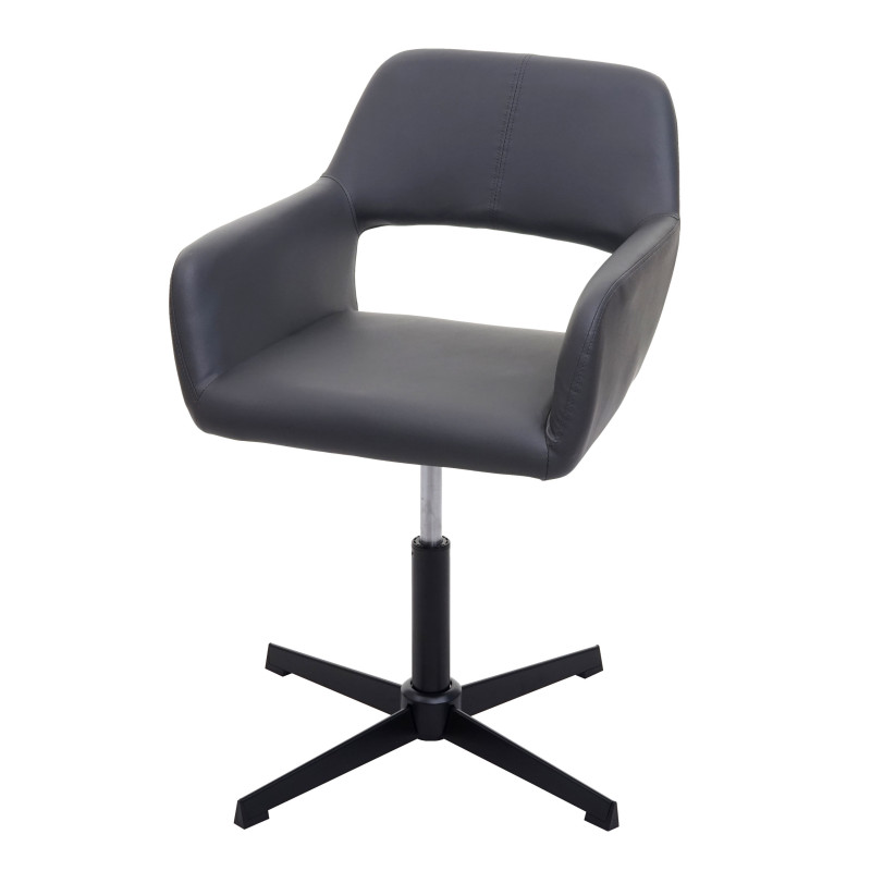 Homeoffice- IV, chaise de bureau de salon + chaise de salle à manger - similicuir gris, pied noir