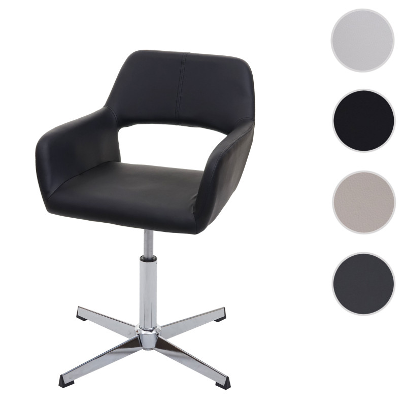 Chaise de salle à manger IV, mécanisme de pivotement réglable, rétro - similicuir gris, pied noir