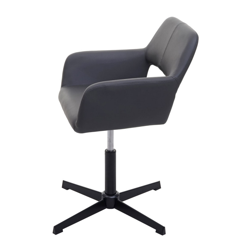 Homeoffice- IV, chaise de bureau de salon + chaise de salle à manger - similicuir gris, pied noir