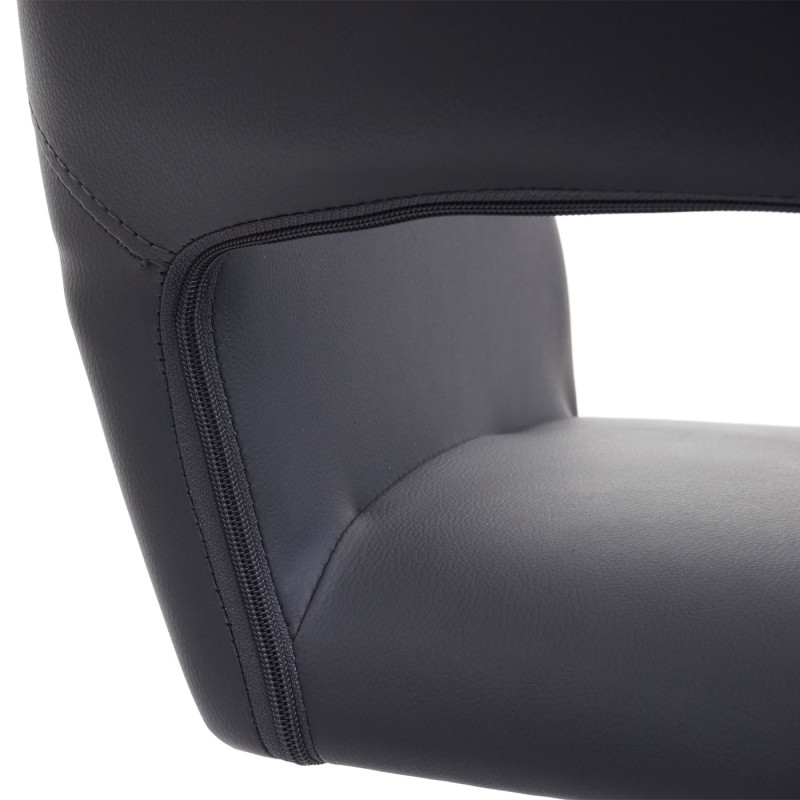 Chaise de salle à manger IV, mécanisme de pivotement réglable, rétro - similicuir gris, pied noir