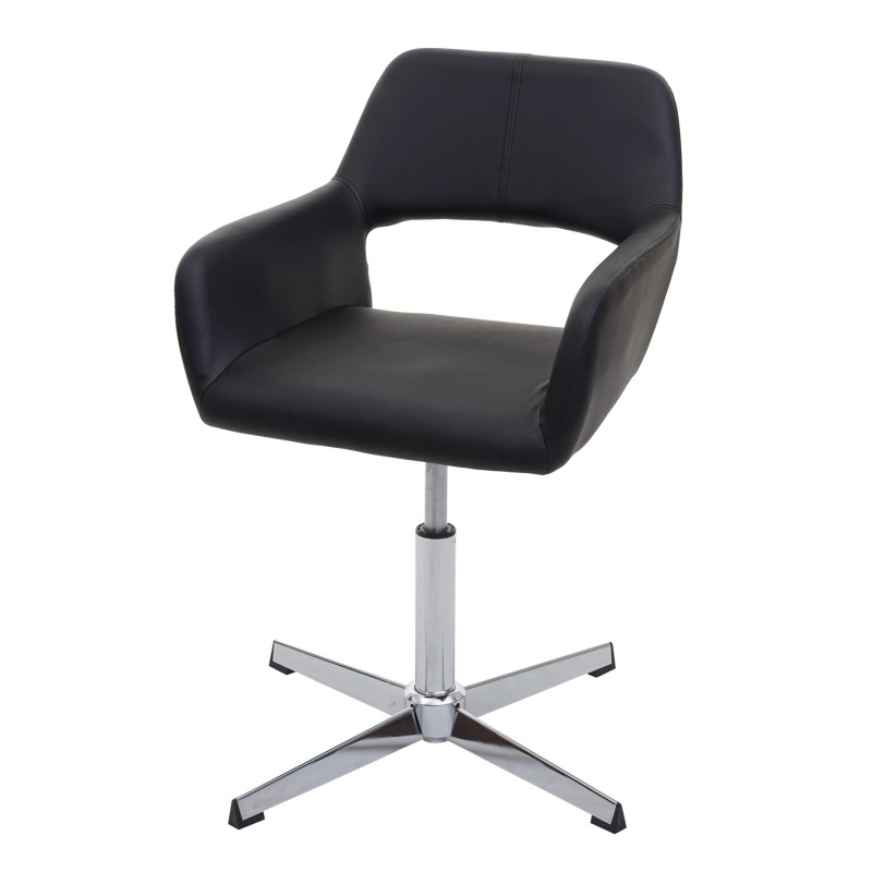 Homeoffice- IV, chaise de bureau de salon + chaise de salle à manger - similicuir noir, pied chromé