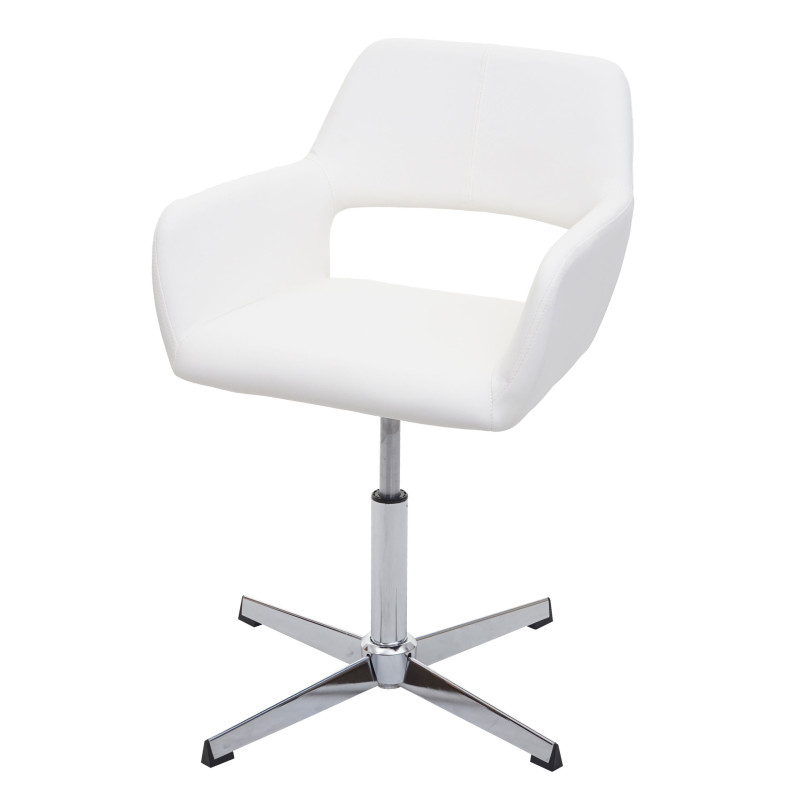 Homeoffice- IV, chaise de bureau de salon + chaise de salle à manger - similicuir blanc, pied chromé