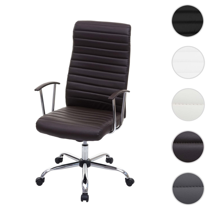Chaise de bureau Cagliari, chaise pivotante, chaise de bureau, chaise de direction, cuir synthétique - brun
