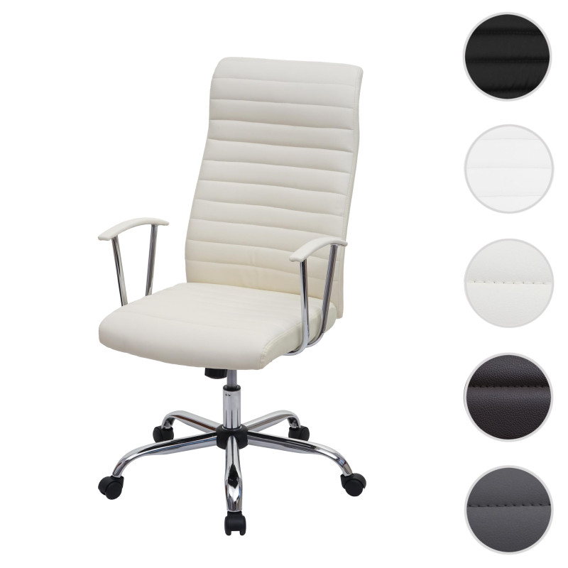 Chaise de bureau Cagliari, chaise pivotante, chaise de direction, cuir synthétique - crème-beige