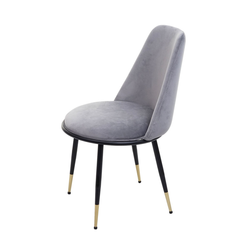 2x chaise de salle à manger , métal - gris, pieds noirs, velours