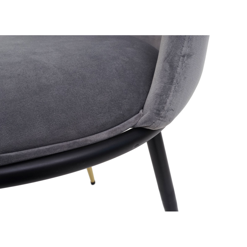 2x chaise de salle à manger , métal - gris, pieds noirs, velours