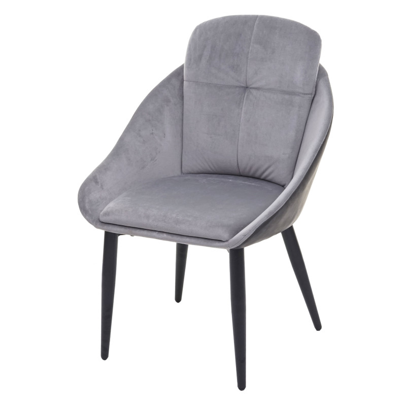 Chaise de salle à manger chaise avec accoudoir - velours, gris-anthracite