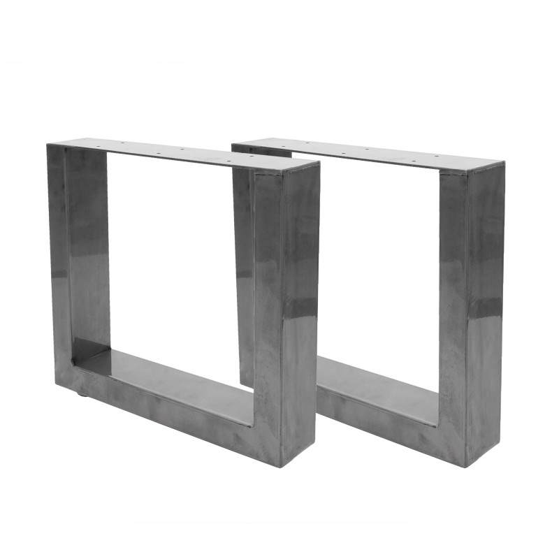 2x pied de table pour table basse, Industriel 37x40cm - aspect acier inoxydable
